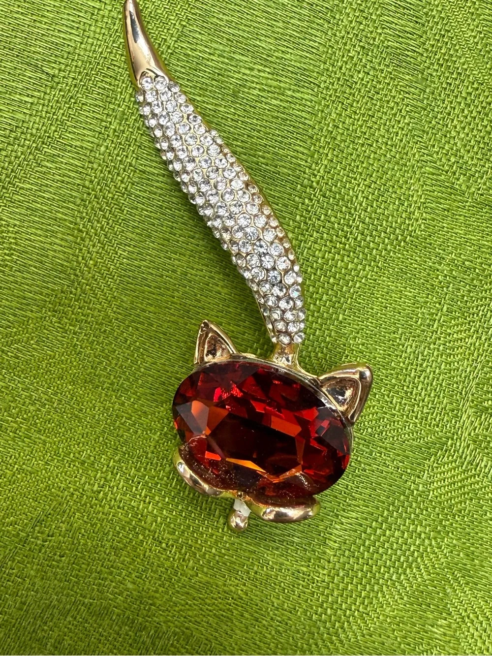 FOX Rhinestone Brooch